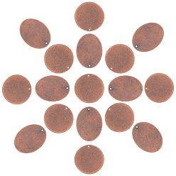 Red Copper 20Pcs 2 Style Metal Tags, Brass Stamping Blank Tag Pendants, Nickel Free, Oval & Flat Round, Red Copper, 10pcs/style