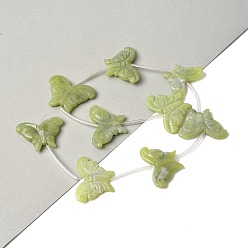 Масло Нефрит Натуральное сливочное масло нефрита бисер нитей, бабочка, с пластиковыми трубчатыми бусинами, 22~26x31.5~35x4~6 мм, отверстие : 0.8 мм, около 9 шт / нитка, 15.55'' (39.5 см)