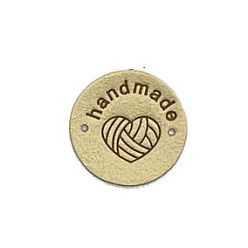 Шампанско-Желтый Бирки для вязания сердечек из микрофибры, этикетки на одежду ручной работы, для джинсов своими руками, , обуви, аксессуары для шляп, плоско-круглые, шампанское желтый, 25 мм