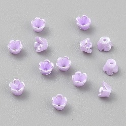 Лиловый Колпачки из непрозрачной смолы, 5-лепестков цветка, сирень, 4x2.5 мм, отверстие : 0.8 мм