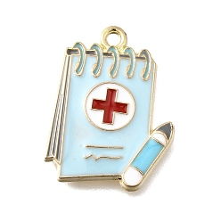 Бледно-бирюзовый Подвески из сплава с эмалью медицинской тематики, брелок для медицинского чемодана, золотые, бледные бирюзовая, 26x19x2.5 мм, отверстие : 1.8 мм