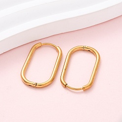 Oval Серьги из 201 нержавеющей стали, с 316 хирургическими штифтами из нержавеющей стали, реальный 18 k позолоченный, овальные, 25.5x15.5x2 мм