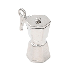 Платина Латунные подвески, кофеварка чары, стойки покрытие, долговечный, без свинца и без кадмия, платина, 15x11x8 мм, отверстие : 1.2 мм