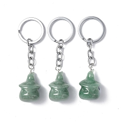Green Aventurine Natural Green Aventurine Keychains, with Iron Keychain Clasps, Ghost, 8cm