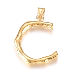 Letter C 304 подвески из нержавеющей стали, бамбуковая буква, золотые, letter.c, 44x34x5 мм, отверстие : 5x8 мм