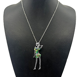 Разноцветный Сплав pave натуральный paua ракушка женщина кулон ожерелья, платина, красочный