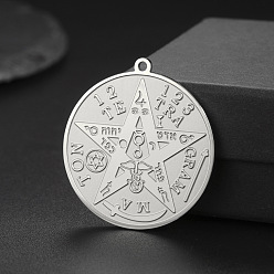 Нержавеющая Сталь Цвет Регулируемые кольца из некорродирующей нержавеющей стали, украшения для унисекс, плоские круглые со звездой, цвет нержавеющей стали, 38x35 мм