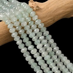 Темный Морско-зеленый Природные пряди авантюрин зеленый шарик, граненые, рондель, темно-зеленый, 5.5~6.5x4.5 мм, отверстие : 1 мм, около 91~94 шт / нитка, 15.35'' (39 см) ~ 15.43'' (39.2 см)