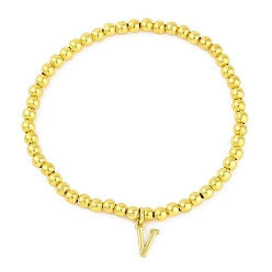 Letter V Латунные подвески браслеты, реальный 18 k позолоченный, Буква V, 0.16 дюйм (0.4 см), внутренний диаметр: 2.17 дюйм (5.5 см), Кулон : 10~10.5x2.5~8 мм