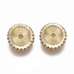 Золотой Латунные микро проложить кубических циркония шарики прокладки, плоско-круглые, прозрачные, золотые, 10x9.5x1.5 мм, отверстие : 1.4 мм