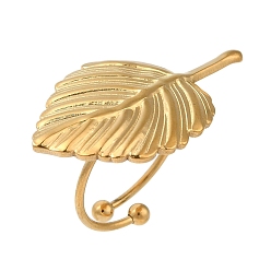 Золотой Ионное покрытие (IP) 304 открытые манжеты из нержавеющей стали для женщин, золотые, 21x35 мм