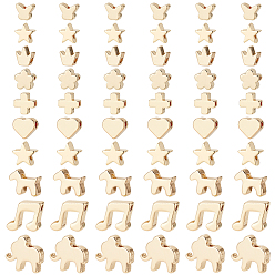 Золотой 60шт 10 стиль латунные бусины, долговечный, сердце и звезда и корона и бабочка, золотые, 5.5~10.5x5.5~12x2.5~3 мм, отверстие : 1.2~1.8 мм, 6 шт / стиль