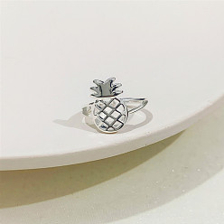 Ананас Латунные кольца на пальцах манжеты, платина, ананас, внутренний диаметр: регулируемый