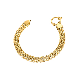 Настоящее золото 14K 304 из нержавеющей стали пшеница цепи браслеты, ионное покрытие (ip), реальный 14 k позолоченный, 7.09 дюйм (18 см)