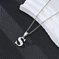 Letter S 201 ожерелья с подвесками из нержавеющей стали и стразами, цвет нержавеющей стали, не тускнеет, Письмо с, 19.69 дюйм (50 см)