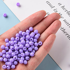 Lilac Opaque Acrylic Beads, Round, Lilac, 6x5mm, Hole: 1.8mm, about 4400pcs/500g
