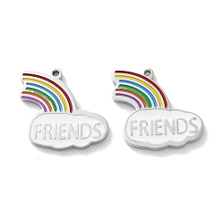 Нержавеющая Сталь Цвет 304 прелести нержавеющей стали, с эмалью, шарм облаков и радуги, цвет нержавеющей стали, 15x15.5x1.5 мм, отверстие : 1 мм