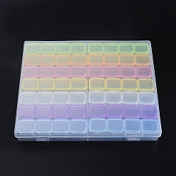 Разноцветный Прямоугольные полипропиленовые (полипропиленовые) контейнеры для хранения бусинок, с откидной крышкой и 56 решетками, каждая строка имеет 4 сетки, для бижутерии мелкие аксессуары, красочный, 21x18x2.6 см