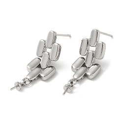 Платина Изделия из латуни, с дужками для полупросверленных бусин, без кадмия, без никеля и без свинца, платина, 28x9 мм, штифты : 0.5~0.6 мм