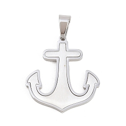 Нержавеющая Сталь Цвет 304 подвески из нержавеющей стали, Якорь прелести, матовая отделка, цвет нержавеющей стали, 32x29.5x2.5 мм, отверстие : 9x5 мм