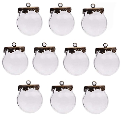 Antik Bronze Glas-Anhänger, Runde, Antik Bronze, 30 mm, 10 Stück / Set