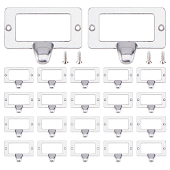 Platinum 25Pcs Rectangle Zinc Alloy Label Frame Card Holder, for Drawer, Jewelry Box Accessories, with Screw, Platinum, 43.5x58.5x2.3~14mm