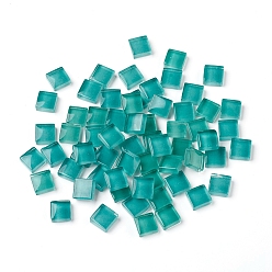 Light Sea Green Mosaic Glass Tiles, Stained Square Pieces, for Home Decoration or DIY Crafts, Light Sea Green, 9.5x9.5x4~4.5mm, about 300pcs/bag