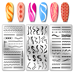 Mixed Shapes Шаблоны для нейл-арта своими руками из нержавеющей стали, шаблонный инструмент, прямоугольные, разнообразные, 12x6 см, 3 шт / комплект