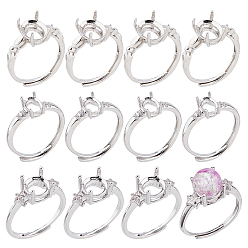 Платина 12 шт. 4 стиль латунные регулируемые кольца, 4 настройки зубчатого кольца, платина, 2~2.5 мм, размер США 5 1/2 (16.1~17.3 мм), 4 шт / стиль