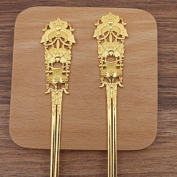 Golden Alloy Hair Stick, Flower, Golden, 157x25mm