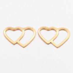 Золотой Ионное покрытие (ip) 304 соединительные кольца из нержавеющей стали, сердце, золотые, 10x13.5x0.5 мм