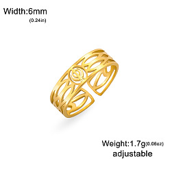 Golden 304 Stainless Steel Cuff Open Rings, Oval, Golden, 15~20mm