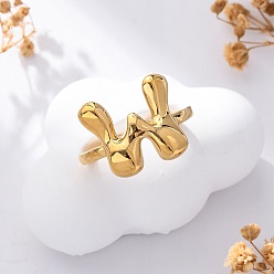 Letter W 304 открытые манжеты из нержавеющей стали для женщин, буквы, реальный 18 k позолоченный, Буква W, 13~14x7~15 мм