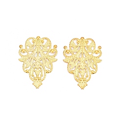 Золотой Железные филигранные столярные ссылки, гравированные металлические украшения, лист, золотые, 47.5x35x0.5 мм