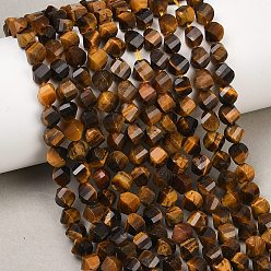 Тигровый глаз Природных тигровый глаз бисер нитей, граненые, твист, 6~6.5x5x5 мм, отверстие : 1 мм, около 58~61 шт / нитка, 14.17''~14.69'' (36~37.3 см)