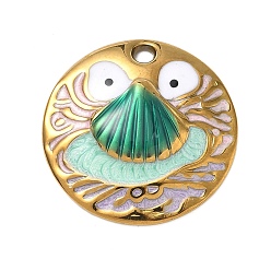Shell Shape 304 нержавеющей стальной эмали подвески, золотые, формы раковины, 24.5x5 мм, отверстие : 2.5 мм