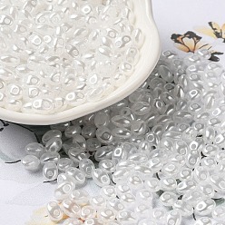 White Opaque ABS Beads, Double Hole, Oval, White, 6x4.5x3.3mm, Hole: 1.2mm, about 14516pcs/500g