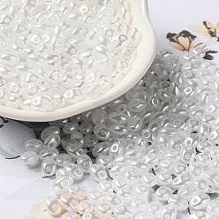 White Opaque ABS Beads, Double Hole, Oval, White, 6x4.5x3.3mm, Hole: 1.2mm, about 14516pcs/500g