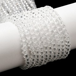 Прозрачный Прозрачные стеклянные бусины, граненый (32 граней), круглые, прозрачные, 3~3.5 мм, отверстие : 0.6 мм, около 163~166 шт / нитка, 50~51 см