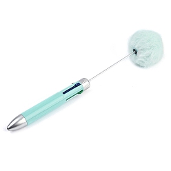 Бледно-бирюзовый Пластиковая шариковая ручка, железная ручка из бисера, С мячом pom pom, для индивидуальной ручки своими руками, бледные бирюзовая, 184~185x12.5 мм