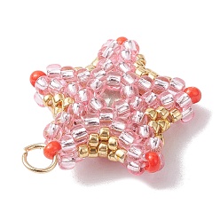 Mixed Color 3Pcs 3 Color TOHO Seed Loom Pattern, Star Pendants, Mixed Color, 18x19.5x6.5mm, Hole: 2.5mm, 1Pc/color
