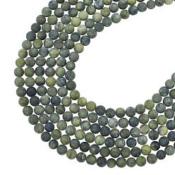 TaiWan Jade Round Frosted Natural TaiWan Jade Beads Strands, 8mm, Hole: 1mm, about 48pcs/Strand, 15.5 inch(39.5cm), 6strands/box