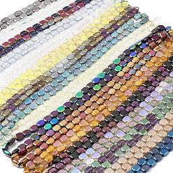 Mixed Color Electroplate Glass Bead Strands, Rectangle, Mixed Style, Mixed Color, 12x10x4.5mm, Hole: 1mm, about 55pcs/strand, 25.98''(66cm)