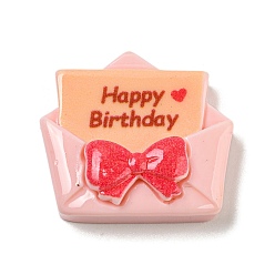 Envelope Кабошоны на тему дня рождения из непрозрачной смолы с декодированием, мультяшные кабошоны, для изготовления ювелирных изделий, конверт, 28x25x9 мм