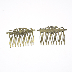 Античная Бронза Железная фурниутра для гребенки, филигрань, античная бронза, 47x65x1.5 мм