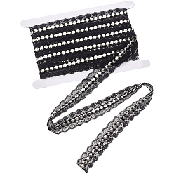 Schwarz Polyester-Spitzennietenband, mit Edelstahlbeschlägen und Karton-Displaykarte, Schwarz, 1-1/8 Zoll (30 mm)