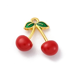 Красный 304 нержавеющей стальной эмали подвески, вишневое очарование, ионное покрытие (ip), реальный 18 k позолоченный, красные, 15x16x5.5 мм, отверстие : 1.2 мм