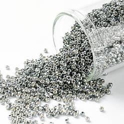 (PF565) PermaFinish Silver Grey Metallic Тохо 15/0 круглые бусины, японский бисер, (pf 565) перманентный серебристо-серый металлик, 1.5 мм, отверстие : 0.6 мм, Около 3000 шт / 10 г