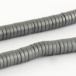 Non-magnetic Hematite Matte Non-magnetic Synthetic Hematite Beads Strands, Grade A, Heishi Beads, Flat Round/Disc, 3x1mm, Hole: 0.5mm, about 400pcs/strand, 15.7 inch