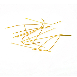 Настоящее золото 18K 304 Штифты с плоской головкой из нержавеющей стали, реальный 18 k позолоченный, 50x0.6 мм, Руководитель: 1.4 mm